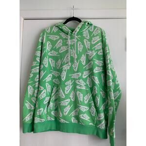Nike Sport Essentials All Over Logo Print Hoodie In Green Sz XL